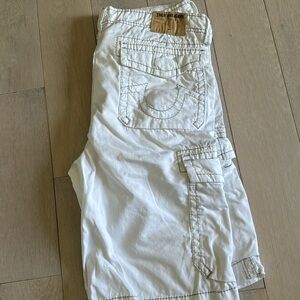 COPY - True Religion white cargo shorts, 34